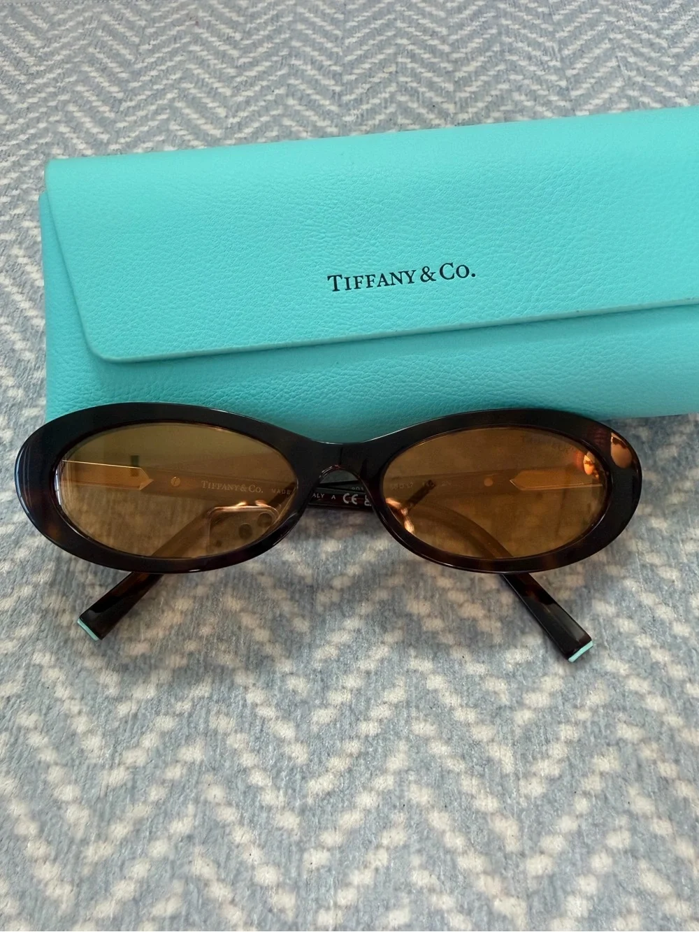 Tiffany & Co. Oval Sunglasses with Brown Lenses and Black Frames